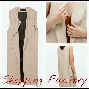 ZARA LONG WAISTCOAT VEST SIZE M